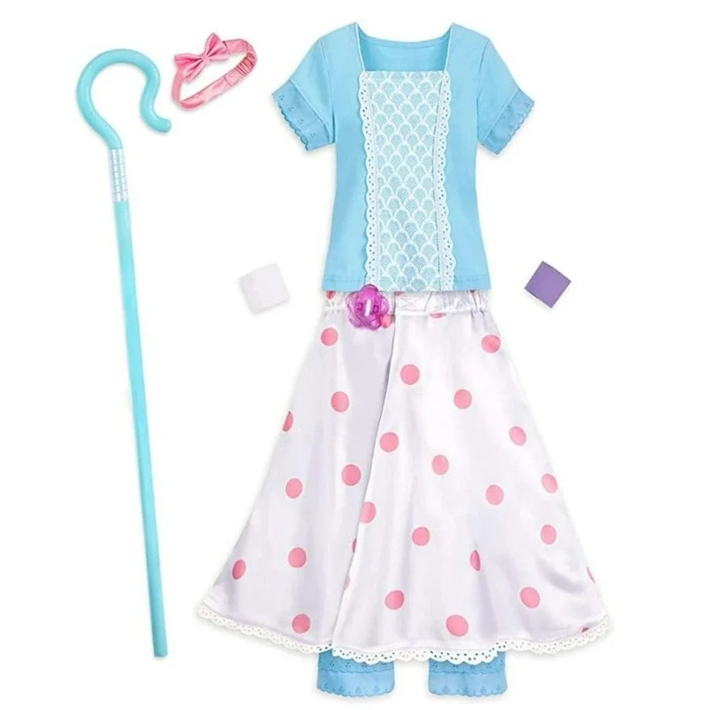 New Disney Store Girls Toy Story 4 Bo Peep Costume with Shepherds Crook Sz 4